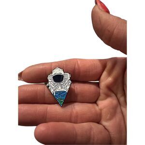 MARTIAN MOON MAN Astronaut Enamel Pin – Space Explorer Planet Earth Design